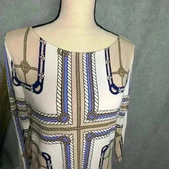 Talbots Size M Boat Neck Nautical Print Long Sleeve Tunic - Picture 2 of 8